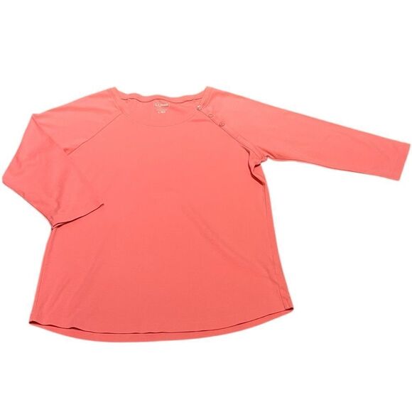 L.L. Bean Coral Top With Button Details, Size L - Picture 1 of 7